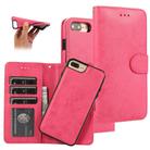 For iPhone 8 Plus / 7 Plus KLT888-2 Retro 2 in 1 Detachable Magnetic Horizontal Flip TPU + PU Leather Case with Holder & Card Slots & Photo Frame & Wallet(Rose Red) - 1