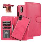 For iPhone X / XS KLT888-2 Retro 2 in 1 Detachable Magnetic Horizontal Flip TPU + PU Leather Case with Holder & Card Slots & Photo Frame & Wallet(Rose Red) - 1