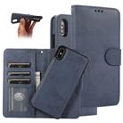 For iPhone X / XS KLT888-2 Retro 2 in 1 Detachable Magnetic Horizontal Flip TPU + PU Leather Case with Holder & Card Slots & Photo Frame & Wallet(Dark Blue) - 1