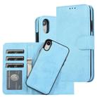 For iPhone XR KLT888-2 Retro 2 in 1 Detachable Magnetic Horizontal Flip TPU + PU Leather Case with Holder & Card Slots & Photo Frame & Wallet(Sky Blue) - 1