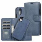 For iPhone XR KLT888-2 Retro 2 in 1 Detachable Magnetic Horizontal Flip TPU + PU Leather Case with Holder & Card Slots & Photo Frame & Wallet(Dark Blue) - 1