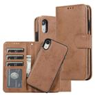 For iPhone XR KLT888-2 Retro 2 in 1 Detachable Magnetic Horizontal Flip TPU + PU Leather Case with Holder & Card Slots & Photo Frame & Wallet(Brown) - 1