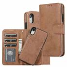 For iPhone XR KLT888-2 Retro 2 in 1 Detachable Magnetic Horizontal Flip TPU + PU Leather Case with Holder & Card Slots & Photo Frame & Wallet(Brown) - 1