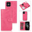 For iPhone 12 / 12 Pro KLT888-2 Retro 2 in 1 Detachable Magnetic Horizontal Flip TPU + PU Leather Case with Holder & Card Slots & Photo Frame & Wallet(Rose Red) - 1