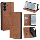 For Samsung Galaxy S25 5G Cow Texture Magnetic Leather Phone Case(Light Brown) - 1