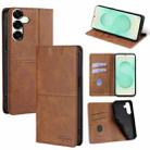 For Samsung Galaxy S25+ 5G Cow Texture Magnetic Leather Phone Case(Light Brown) - 1