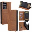 For Samsung Galaxy S25 Ultra 5G Cow Texture Magnetic Leather Phone Case(Light Brown) - 1