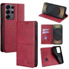 For Samsung Galaxy S25 Ultra 5G Cow Texture Magnetic Leather Phone Case(Red) - 1