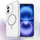 For iPhone 16 Transparent MagSafe Glitter Powder Acrylic Phone Case(White) - 1
