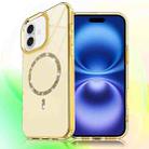 For iPhone 16 Transparent MagSafe Glitter Powder Acrylic Phone Case(Yellow) - 1