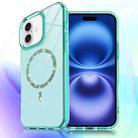 For iPhone 16 Transparent MagSafe Glitter Powder Acrylic Phone Case(Green) - 1