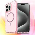 For iPhone 15 Pro Transparent MagSafe Glitter Powder Acrylic Phone Case(Pink) - 1