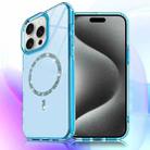 For iPhone 15 Pro Transparent MagSafe Glitter Powder Acrylic Phone Case(Blue) - 1