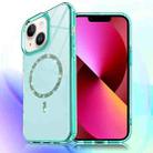 For iPhone 14 / 13 Transparent MagSafe Glitter Powder Acrylic Phone Case(Green) - 1