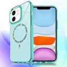 For iPhone 11 Transparent MagSafe Glitter Powder Acrylic Phone Case(Green) - 1