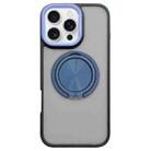 For iPhone 16 Pro Max Skin-feel Two-color Edge Strips 360 MagSafe Holder Phone Case(Dark Blue) - 1