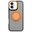 For iPhone 16 Plus Skin-feel Two-color Edge Strips 360 MagSafe Holder Phone Case(Orange) - 1