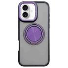 For iPhone 16 Skin-feel Two-color Edge Strips 360 MagSafe Holder Phone Case(Purple) - 1