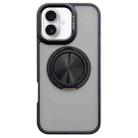 For iPhone 16 Skin-feel Two-color Edge Strips 360 MagSafe Holder Phone Case(Black) - 1