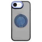 For iPhone 16e Skin-feel Two-color Edge Strips 360 MagSafe Holder Phone Case(Dark Blue) - 1