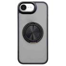 For iPhone 16e Skin-feel Two-color Edge Strips 360 MagSafe Holder Phone Case(Black) - 1
