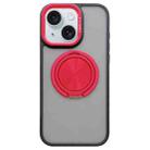 For iPhone 15 Skin-feel Two-color Edge Strips 360 MagSafe Holder Phone Case(Red) - 1