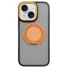 For iPhone 15 Skin-feel Two-color Edge Strips 360 MagSafe Holder Phone Case(Orange) - 1