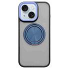 For iPhone 15 Skin-feel Two-color Edge Strips 360 MagSafe Holder Phone Case(Dark Blue) - 1