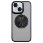 For iPhone 15 Skin-feel Two-color Edge Strips 360 MagSafe Holder Phone Case(Black) - 1