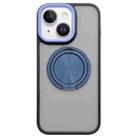For iPhone 14 Skin-feel Two-color Edge Strips 360 MagSafe Holder Phone Case(Dark Blue) - 1