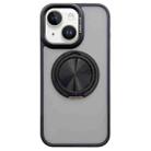 For iPhone 14 Skin-feel Two-color Edge Strips 360 MagSafe Holder Phone Case(Black) - 1