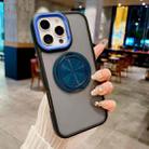 For iPhone 12 Pro Max Skin-feel Two-color Edge Strips 360 MagSafe Holder Phone Case(Dark Blue) - 2