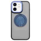 For iPhone 11 Skin-feel Two-color Edge Strips 360 MagSafe Holder Phone Case(Dark Blue) - 1