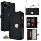 For Sharp Aquos R10 Crossbody Handle Cross Texture Leather Phone Case(Black) - 1