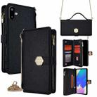 For Samsung Galaxy F06 5G Crossbody Handle Cross Texture Leather Phone Case(Black) - 1
