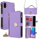 For Samsung Galaxy F06 5G Crossbody Handle Cross Texture Leather Phone Case(Purple) - 1