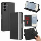 For Samsung Galaxy S25 5G Twill Texture Side Button Leather Phone Case(Black) - 1