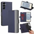 For Samsung Galaxy S25 5G Twill Texture Side Button Leather Phone Case(Blue) - 1