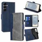 For Samsung Galaxy S25 5G Contrast Color Side Buckle Leather Phone Case(Blue + Grey) - 1