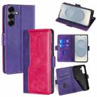 For Samsung Galaxy S25 5G Contrast Color Side Buckle Leather Phone Case(Purple + Rose Red) - 1