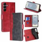 For Samsung Galaxy S25 5G Contrast Color Side Buckle Leather Phone Case(Red + Black) - 1