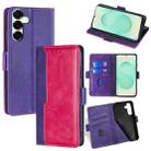 For Samsung Galaxy S25+ 5G Contrast Color Side Buckle Leather Phone Case(Purple + Rose Red) - 1