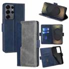 For Samsung Galaxy S25 Ultra 5G Contrast Color Side Buckle Leather Phone Case(Blue + Grey) - 1