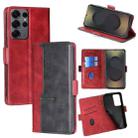 For Samsung Galaxy S25 Ultra 5G Contrast Color Side Buckle Leather Phone Case(Red + Black) - 1