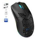 HXSJ T66 3 Modes Wired 2.4G BT5.3 Wireless RGB Rechargeable Mouse(Black) - 1