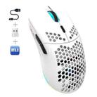 HXSJ T66 3 Modes Wired 2.4G BT5.3 Wireless RGB Rechargeable Mouse(White) - 1