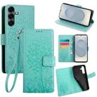For Samsung Galaxy S25 5G Tree & Deer Embossed Leather Phone Case(Green) - 1