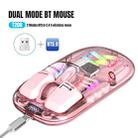 HXSJ T200 Dual Modes 2.4G BT5.0 Transparent RGB Wireless Mouse(Pink) - 2