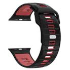 For Apple Watch 46mm / 49mm / 45mm / 44mm Checkered Reverse Buckle Silicone Watch Band(Black Red) - 2
