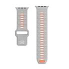 For Apple Watch 46mm / 49mm / 45mm / 44mm Checkered Reverse Buckle Silicone Watch Band(Grey Orange) - 3